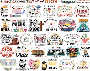 Spanish Bible Verse PNG Bundle: Christian Quotes, Frases Cristianas Png, Spanish Png, Christian Phrases Png, Christian Png, Cut For Cricut