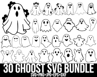 Cute Ghost Halloween Svg Bundle, Ghost Svg, Halloween Svg, Spooky Season Svg, Flying Ghost Svg, Girl Ghost svg, Ghost Clipart, For Cricut