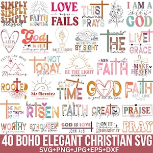 Boho elegantes christliches svg-Bundle, Bibel-Vers-svg, religiöses svg, Glaube-Svg, gesegnetes svg, Schrift-svg, christliches svg, Dateien für Cricut