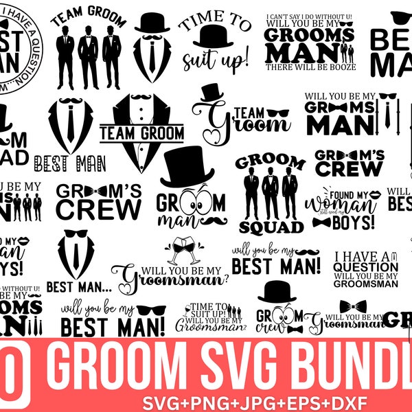 Bundle Svg garçon d'honneur, Svg de l'équipe de mariés, Svg fête des mariés, meilleur homme Svg, Svg de mariée, Svg de fête de mariage, demoiselle d'honneur, fichier de coupe Cricut