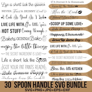 Paquete SVG de mango de cuchara, Citas de espátula SVG, Cuchara de madera SVG, Divertido coqueteo SVG, Cocina SVG, Mamá cocina SVG, Cortar para Cricut, Silueta