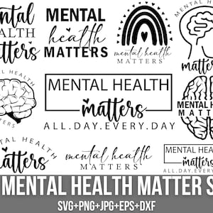 Pakiet Mental Health Matters Svg, Świadomość Svg, Pozytywny Svg, Motywacyjny Svg, Pozytywny Svg, Modny Svg, Jesteś ważny dla Cricut, Sylwetka