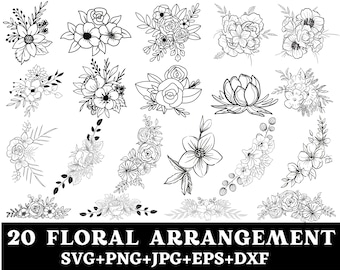 Floral Arrangement Svg Bundle, Flowers Svg, Floral Svg, Bouquet Svg, Flower Boarder Svg, Wedding Svg, wildflower Svg, Peonies Svg For Cricut