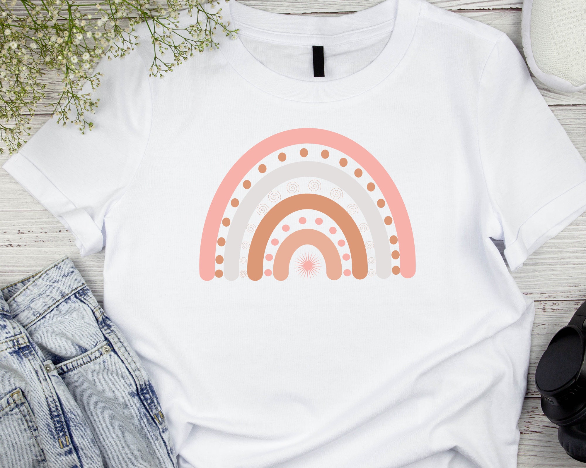 Boho Rainbow Svg Bundle, Rainbow Png, Cute Rainbow Svg, Pastel Rainbow ...