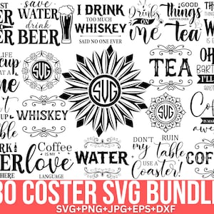 Pacchetto Coaster Svg, Sottobicchieri divertenti, Sottobicchieri da whisky, Sottobicchieri sarcastici, Citazioni sulla birra Svg, Vino Svg, Sottobicchiere per bevande Svg, File di taglio per Cricut