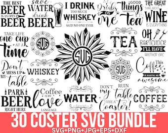 Underlägg Svg Bundle, Roliga Underlägg, Sarkastiska Underlägg, Ölcitat Svg, Whiskyunderlägg, Te Svg, Vin Svg, Drinkunderlägg Svg, för Cricut