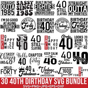 Bundle Svg 40e anniversaire, Bonjour 40e anniversaire Svg, Svg anniversaire 1985 vintage, chemise quarante ans, anniversaire Svg, pour Cricut, Silhouette