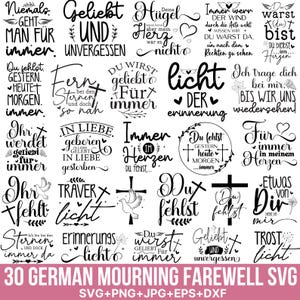 Deutsche Trauer PlotterdateiSvg Bundle, Mourning Abschiedssvg, Trauer Deutsch Sprichwort svg, Trostlicht svg, Cut For Cricut, Silhouette