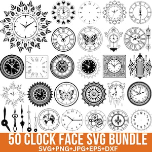 Lot de Svg de cadran d'horloge, cadran d'horloge moderne, Svg de cadran d'horloge ancienne, cadran de montre, horloge à chiffres romains, horloge pour Cricut, Silhouette