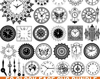 Clock Face Svg Png Bundle, Clock Numbers, Clock Svg, Roman Numeral Clock, Clock Face Template, Clock Face Clipart, for Cricut, Silhouette