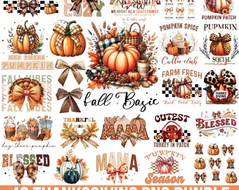 Thanksgiving PNG Bundle, Fall Png, Thankful Png, Fall Coquette Bow, Turkey Png, Turkey Quotes, Fall Mama Vibes, Trendy Sublimation Designs