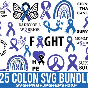 Darm-Krebs-Svg, Krebs-Band-Svg, blaues Band-Svg, Krebs-Bewusstsein-Svg, Krebs-Überlebender-Svg, cricut, Silhouette