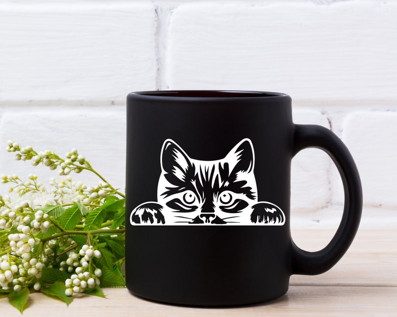 Peeking Cat Svg, Peeking Svg, Cat Svg, Peeking Cats Template, Black Cat Svg, Kitten Svg, Cat Design, Cat Head Svg, For Cricut, Silhouette image 7