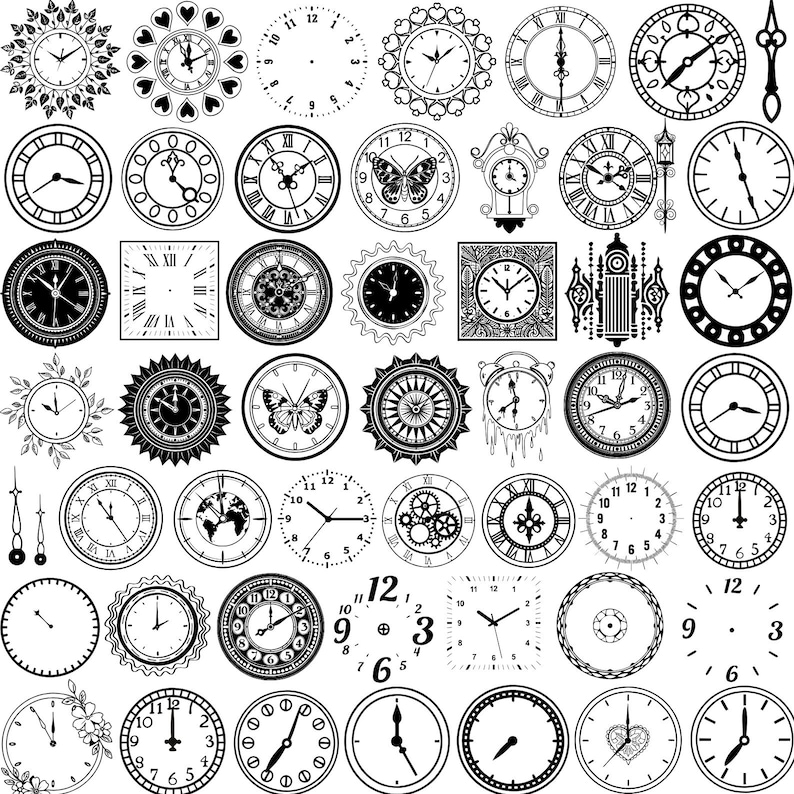 Rectangle Clock Svg Clock Face Svg Png Bundle, Clock Numbers, Clock Svg, Roman Numeral ...