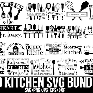 Kitchen Svg Bundle, Kitchen Quotes Svg, Flourish Kitchen svg, Kitchen Monogram Svg, Chef svg,  Cooking Svg, Cut files for Cricut, Silhouette