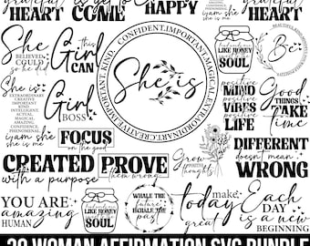Woman Affirmation Svg Bundle, She is Me Svg, Women Empowerment Svg, Strong Woman Svg, Positive Quotes, She is Strong Svg, Girl Quote, Cricut