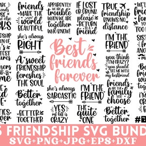Pakiet Przyjaźń Svg, Cytaty Przyjaźni Svg, Przyjaciele Svg, Najlepsi Przyjaciele Svg, Przyjaciele Png, Przyjaciel Na Zawsze, Pliki Svg Dla Cricut, Sylwetka