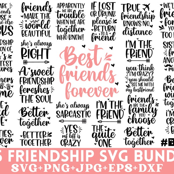 25 Friendship Svg Bundle, Friendship Quote Bundle, Friends Svg, Best Friends Svg, friends svg, Svg files for cricut, silhouette file