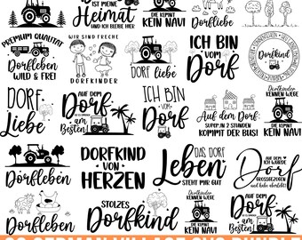 German Village Plotter File SVG Bundle, Village Child and proud of it, House Love SVG, Village love Quotes, Farm SVG, Tractor Svg For Cricut