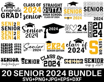Senior 2024 Svg Bundle. Class of 2024 SVG, Graduation svg, grad svg, Graduation Shirt svg, Senior 24 Svg, senior svg, For Cricut, Silhouette