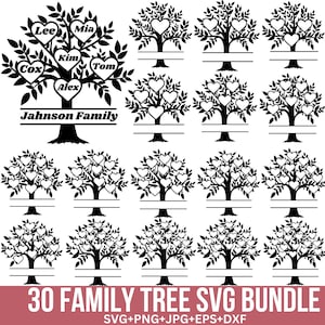Stammbaum-Svg-Bundle 1-20 Mitglieder, Baum des Lebens svg, Familientreffen-Svg, Baummonogramm-Svg, Stammbaum-Svg, Herzbaum-Svg, Für Cricut