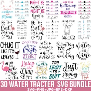 Ensemble Svg de suivi de l'eau, Suivi de bouteille d'eau, Svg de suivi de l'eau Buvez votre Effing, Buvez votre eau Svg, Svg de remise en forme, Cricut, Silhouette