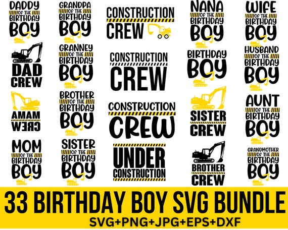 Birthday Boy Construction Svg Bundle, Birthday Family Svg, Construction font, Excavator Svg, Birthday Svg, Cut Files For Cricut, Silhouette