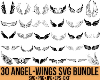 Angel Wings Svg Bundle, Angel In Heaven Svg, Memorial Angel Wings Svg, Wings Png, Angel Svg, Halo Svg, Angel Wings ClipArt, Cut File Cricut