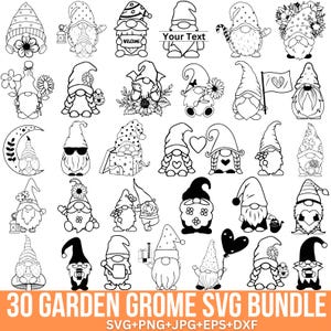 Bundle Svg Nain de jardin, Svg mignon Nain de jardin, Nains de fleurs Svg, Nain SVG, Svg joyeux Noël, Nain des cliparts, coupé pour Cricut, Silhouette