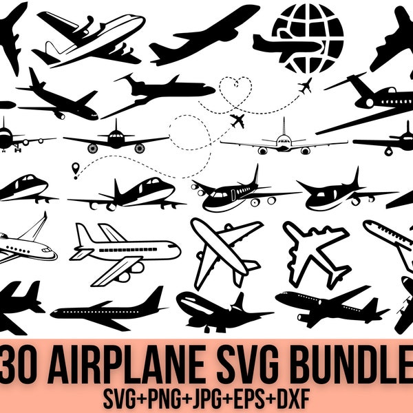 Airplane Svg Bundle, Travel Svg, Airplane Png, Aeroplane Svg, Airplane Heart Svg, Airplane Vector, Svg Files For Cricut, Silhouette