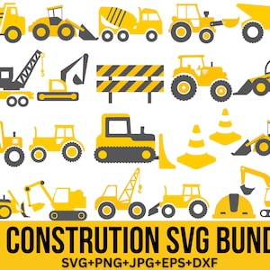 Pacote de construção Svg, aniversariante Svg, construção Png, escavadeira Svg, fonte de construção, caminhão basculante Svg, arquivos para Cricut, silhueta