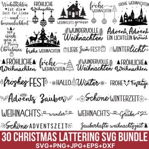 Weihnachtsplotter-Datei-Svg-Bundle, Deutsche Weihnachtsbeschriftungssatz-Svg, Weihnachtskerze, Weihnachtshäuser-Svg, Weihnachtsbaum-Svg, Für Cricut