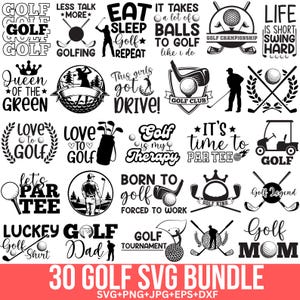 Paquete de Svg de golf, Svg de citas de golf, Svg de monograma de golf, Svg de palo de golf, Svg de amante del golf, Monograma dividido, Svg de pelota de golf, Para Cricut, Silhouette