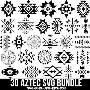 Pakiet Aztec Svg, Aztec Png, Wzór Aztec Svg, Elementy Południowo-Zachodnie Svg, Aztec Bull Skull Svg, Wzór Tribal Svg, Dla Cricut, Sylwetka