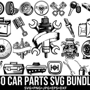 Car Parts Svg Bundle, Car Mechanic Svg, Garage Svg, Mechanic Tools Svg, Wrench Svg, Piston Svg, Car Parts Clipart, For Cricut, Silhouette