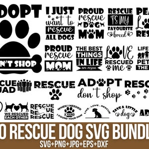 Lot de Svg chien sauveteur, Svg maman chien, Svg maman sauvée, Svg adoption d'animal de compagnie, Svg amoureux des chiens, chien drôle, chien citations Svg, fichier coupe Cricut, Silhouette
