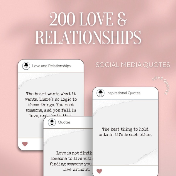 Love and Relationships Quotes for Social Media Content - Your Virtual Assitant Content Bundle - 200 Social Media Instagram Posts Quotes