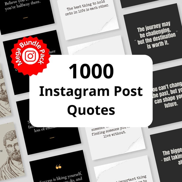 Mega Instagram Post Quotes Bundle Pack - 1000 Social Media Content Quotes - Instagram Post Quotes, Facebook Post Quotes, Pinterest Quotes