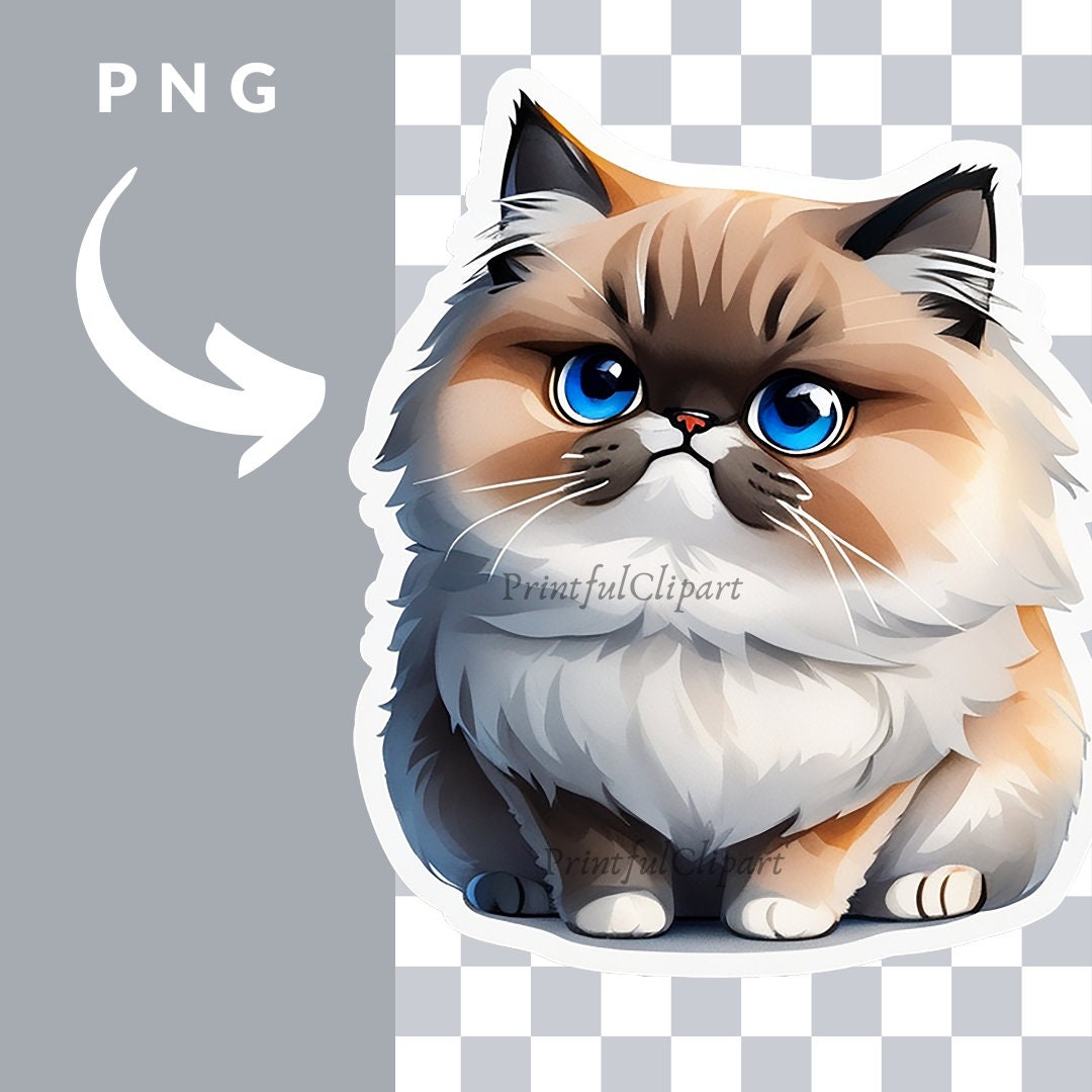 Cute Cat Sticker Pack Printable Digital Clipart Commercial - Etsy