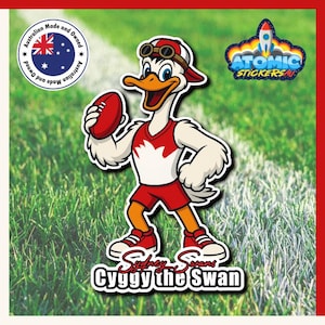 Cyggy le cygne (Sydney Swans), sticker fan de sport australien, mascotte des cygnes de Sydney