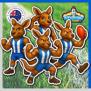 4er-Pack Kängurus von Melvin, AFL Football, Australian Football Fan-Aufkleber
