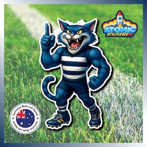 Geelong Cats Hero AFL Sticker - #1 Finger Pose (3.95 cm x 6.07 cm)