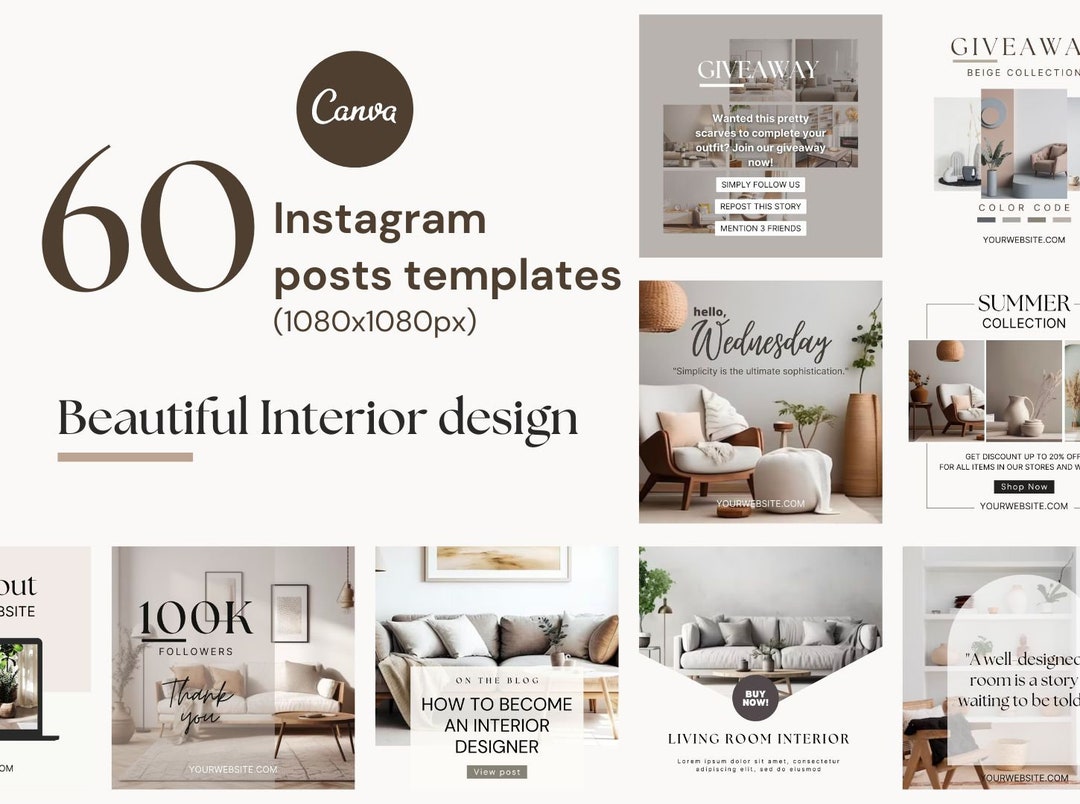 Interior Design Instagram Post Templates, Minimalist Decor (canva ...