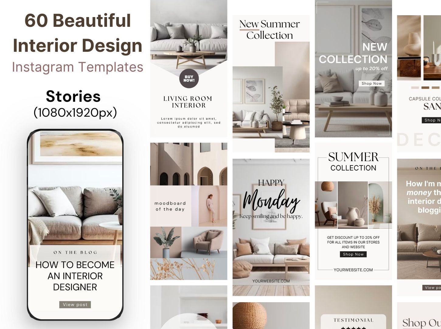 Interior Design Instagram Templates, Minimalist Social Media (canva) - Etsy