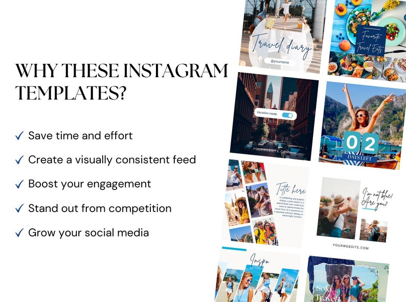 50 Travel Instagram Post Templates | Canva Editable (digital Download ...