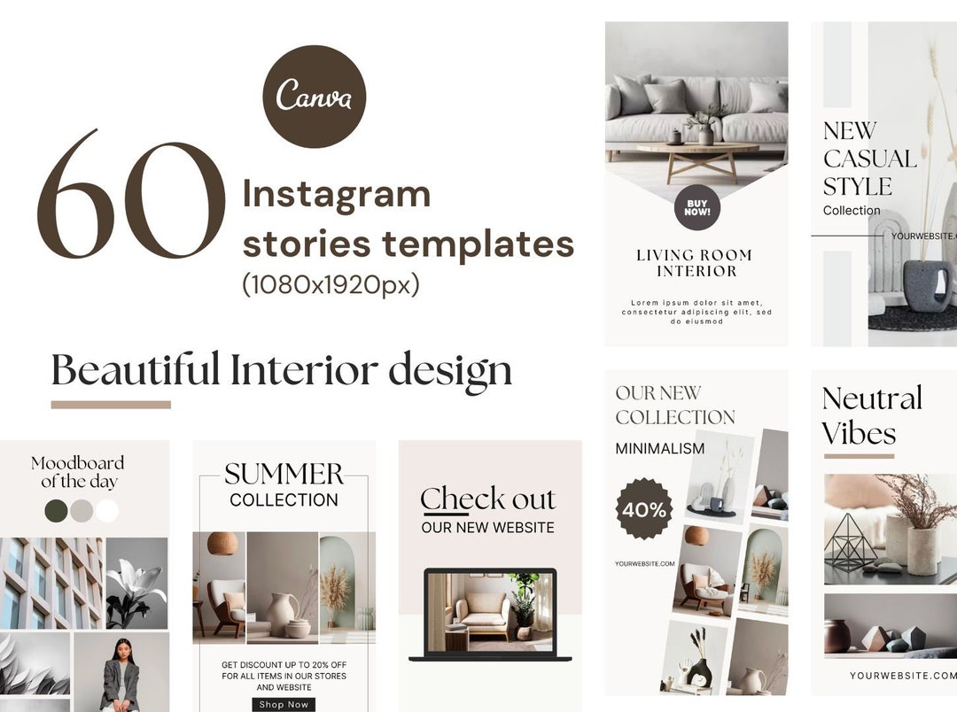 Interior Design Instagram Templates, Minimalist Style (canva Editable ...