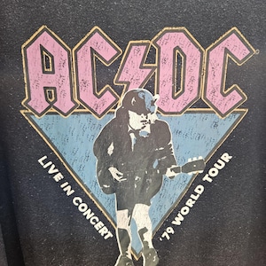 Vintage AC/DC Live in Concert &#39;79 World Tour T-Shirt – Rare Band Tee (No Size Tag)