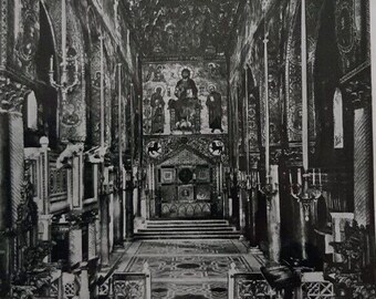 Vintage Near-Antique Print: Photograph of Palatine Chapel, Royal Palace, Palermo, Sicily