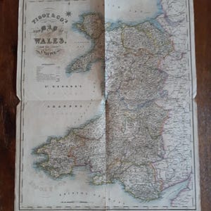 Antique map: Pigot & Co.&#39;s New Map of Wales from the Latest Survey, taken from their British Atlas, circa 1828