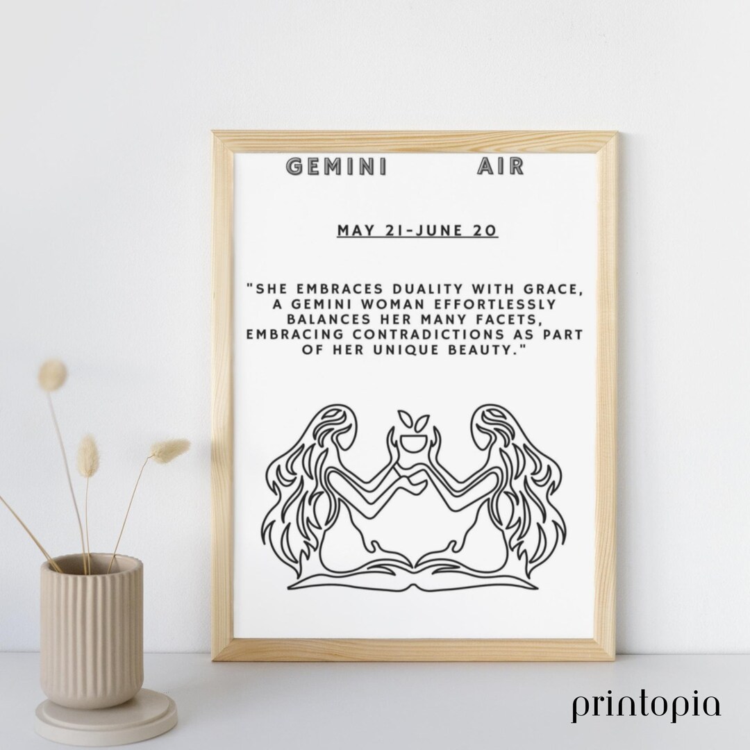 Gemini Air Sign Digital Astrology Zodiac Women Empowerment Art - Etsy